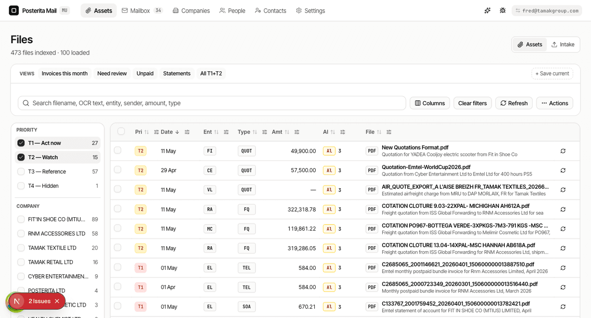 Mail OS attachment intelligence vault